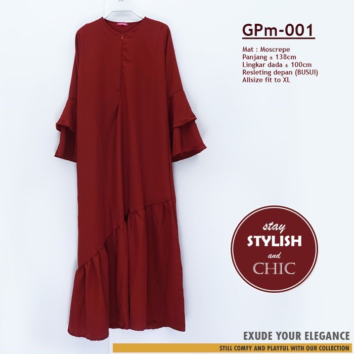 Gamis Polos Model Tangan Lonceng / Gamis Busui bahan Moscrepe GPm