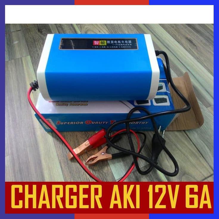 Charger Aki, Cas Aki Otomatis / Charger Accu, Charger Aki Mobil 6A Kuning