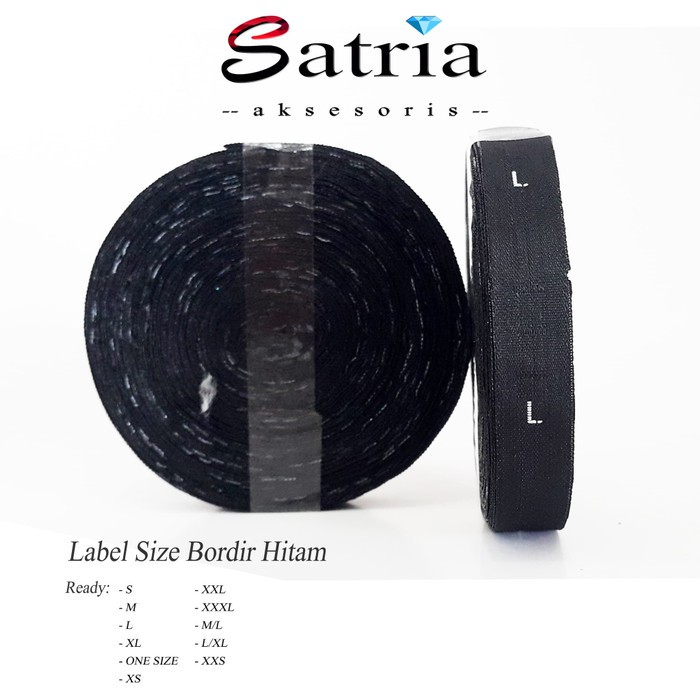 Label Size Bordir Hitam / Label Size Baju / Size Rajut