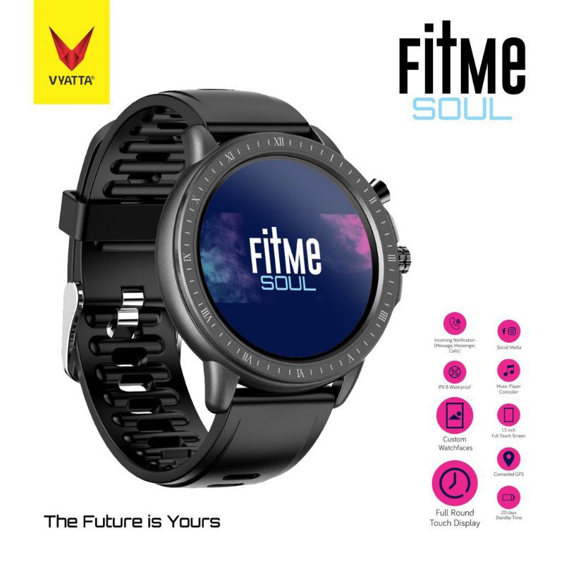 VYATTA Fitme Soul Smartwatch - Metal Custom Watch Face 23 Sport GPS Connected IPX8
