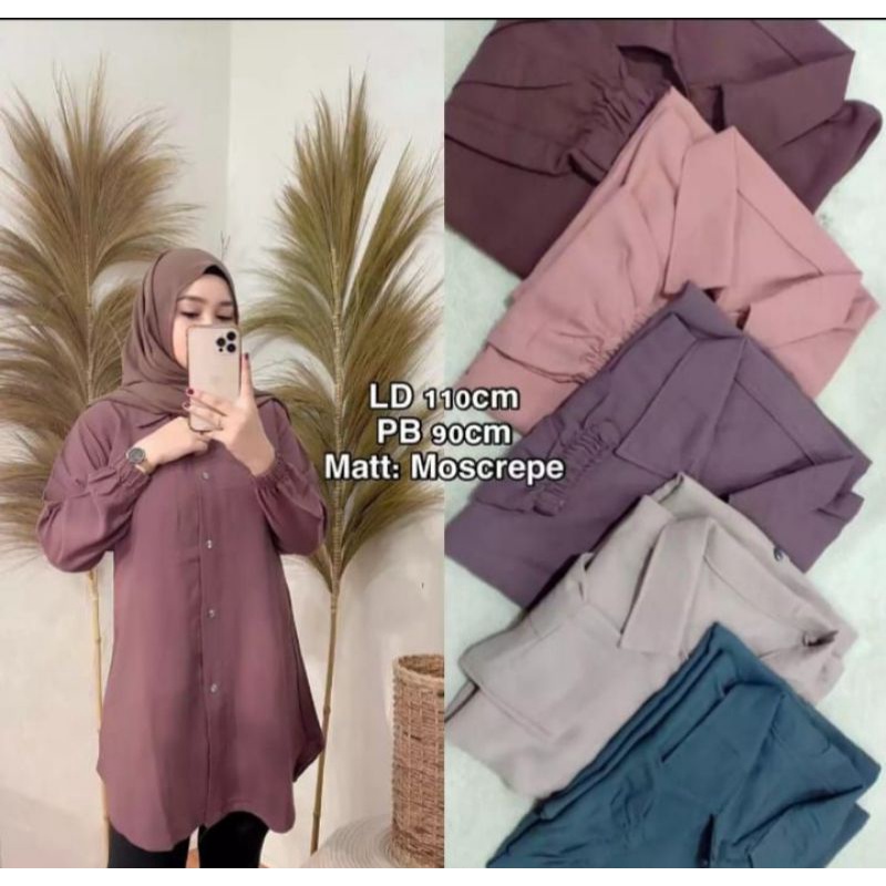 kemeja tunik/kemeja tunik wanita polos/kemeja wanita lengan panjang
