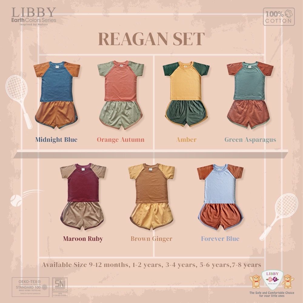 Libby Reagan Set Setelan Baju Pendek Bayi Celana Pendek 9 Bulan - 8 Tahun Piyama Libby Baby Baju Bayi Baju Anak Celana Anak Setelan Anak