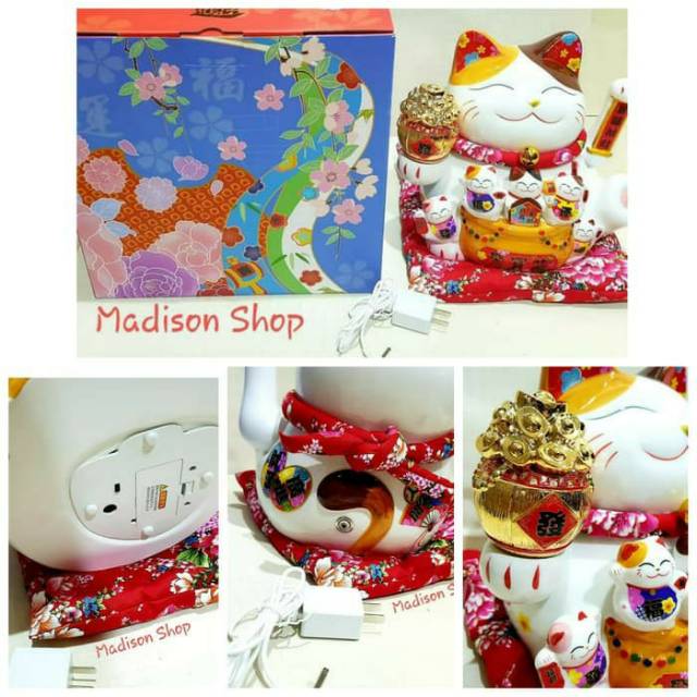 Lucky Cat Jumbo Kucing Maneki Neko Pajangan Hoki Kado Imlek Hoki