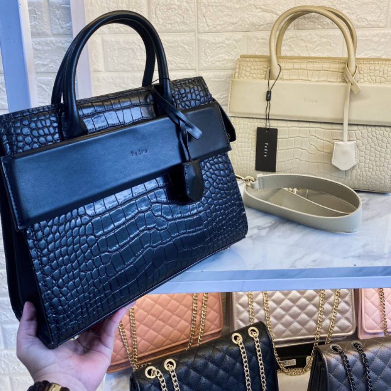 P3DRO Lizard  Effect Leather Top handle bag