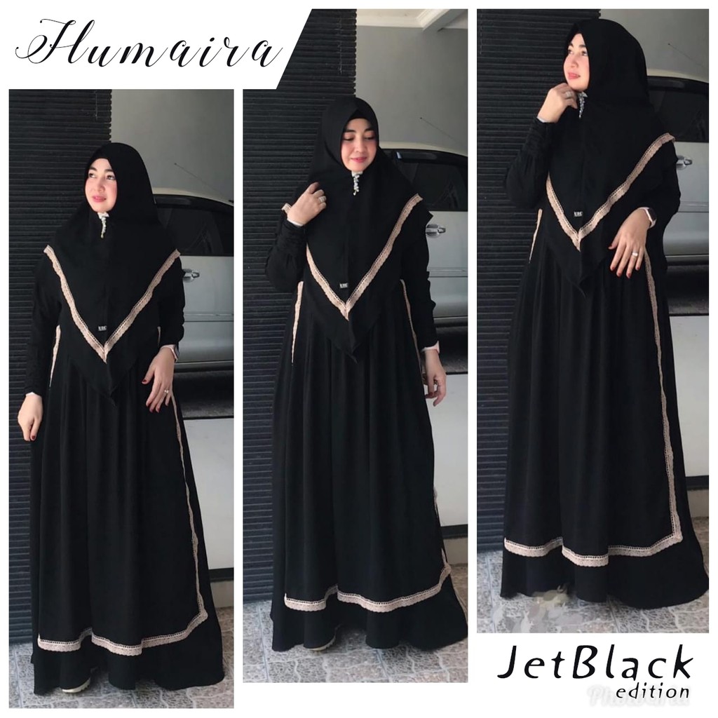 Syari Premium Humairah Black / Gamis Premium Hitam / Jubah Hitam Akhwat / Jubah Akhwat Murah