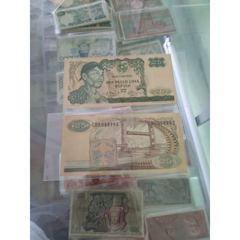 uang kuno 25 rupiah soedirman 1968 asli