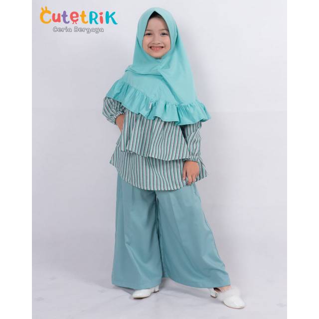 MB-144 Baju Muslim Anak Setelan Tunik Celana Kulot Katun Cutetrik