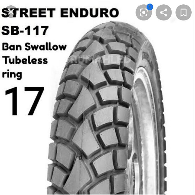 RB Ban Luar Swallow SB117 Ring 17 Street Enduro Tubeless Dual Purpose