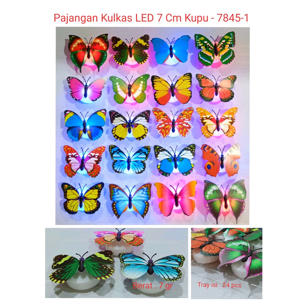 Dekorasi Pajangan Kupu Kupu Lampu Bunglon / LED Butterfly 7cm 7485-01