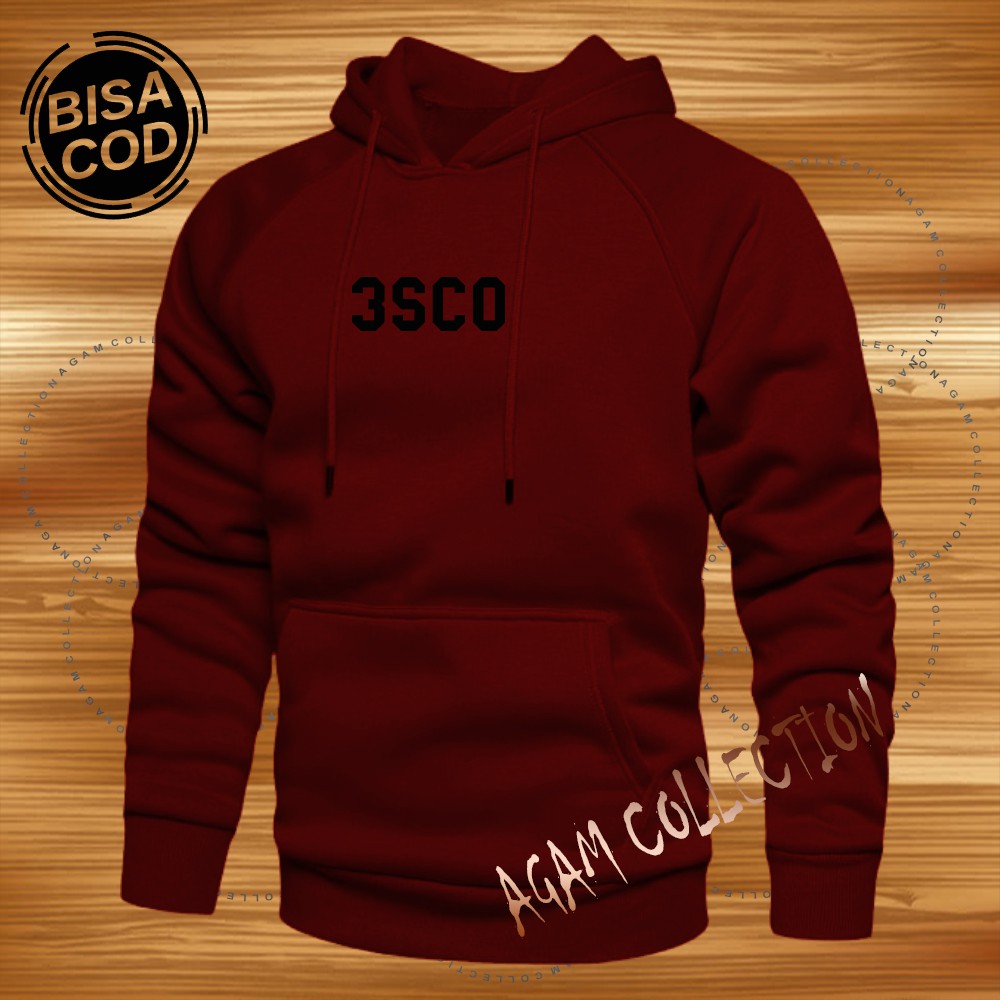 Agam collection Sweater Hoodie Distro 3SCO Premium Text Hitam Pria Wanita