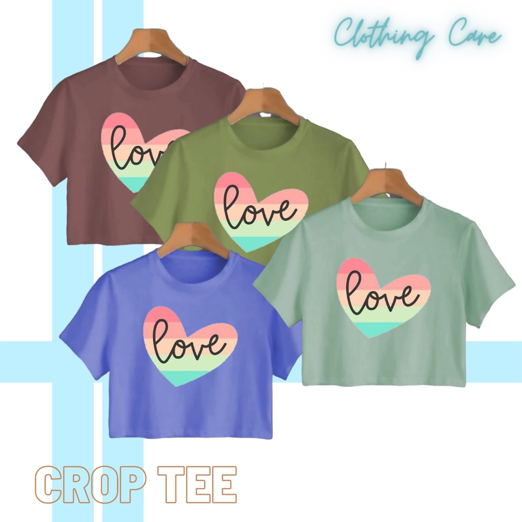 COD Crop Top Wanita Dewasa Love Crop Tee Wanita Gambar Love Kaos Crop Wanita Premium Crop Pendek Wan