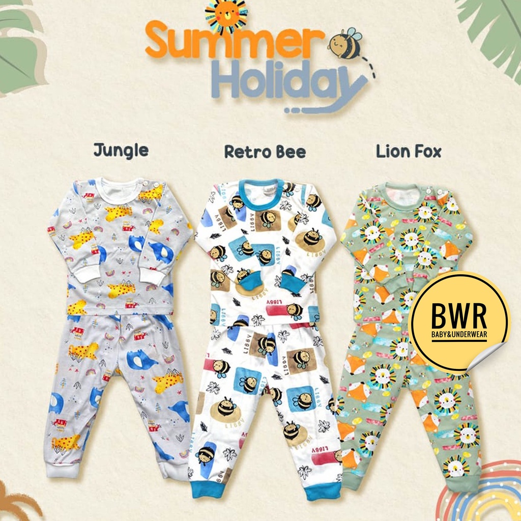 Setelan Libby Baby PANJANG Summer Holiday Terbaru / Setelan Piyama Anak Lengan Panjang Celana Panjang| Bwr