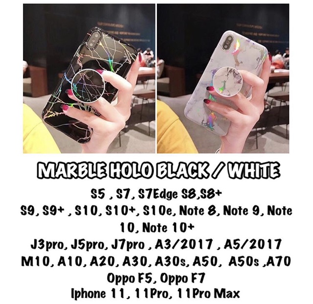 Marble Holo White / Black Oppo F7 F5 Samsung S5 S8 S9Note8 Note 9 S10 S10 plus J3 J5 J7 pro A3 2017