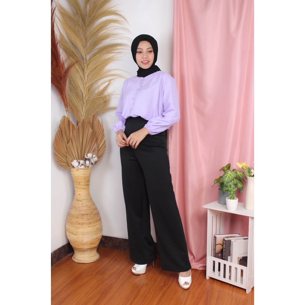 BEFAST - ZRX OOTD Blouse Wanita NIRE / Hanmi Top / Blouse Wanita / Blouse Kekiniaan Remaja Wanita / Blouse Lengan panjang / Blouse Polos Casual / Fashion wanita Kerja / Terlaris