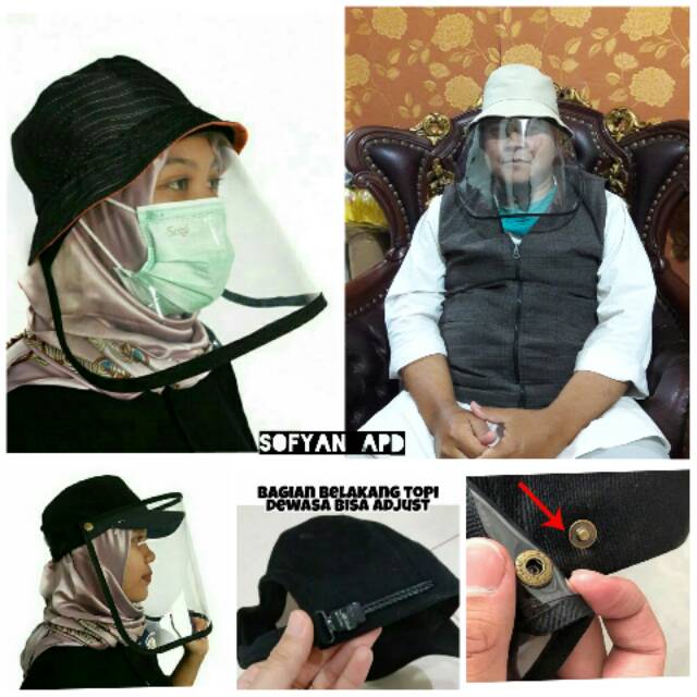 Topi face shield rimba APD/ bisa COD