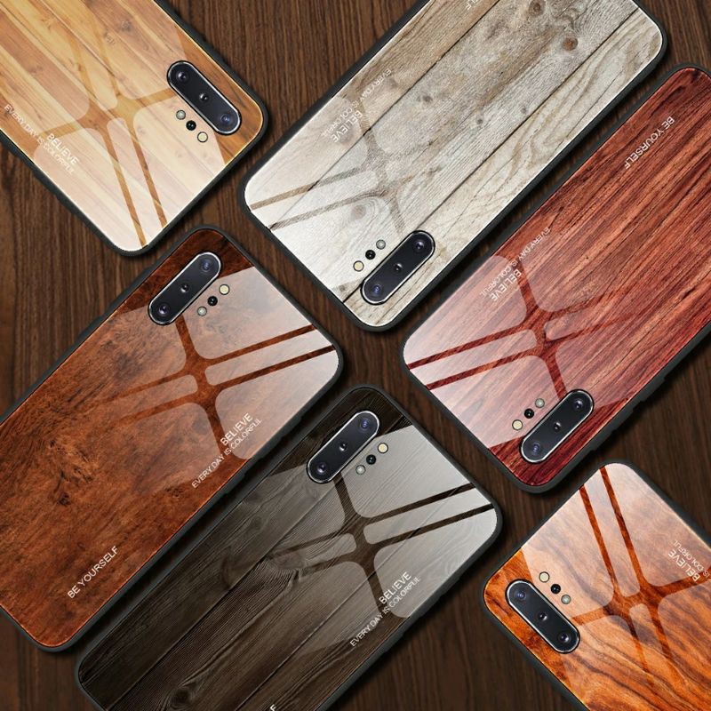 WoodGrain Glass Case Samsung Galaxy Note 10 Plus Note10 Plus Note10Plus Softcase Hardcase Casing HP