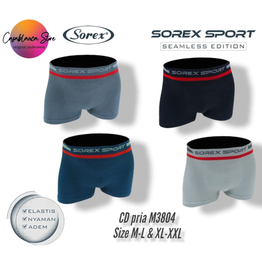 CELANA DALAM PRIA SOREX SPORT ART. M3804 SEAMLESS EDITION BOXER KARET RAJUT 1 BOX ISI 2 PCS