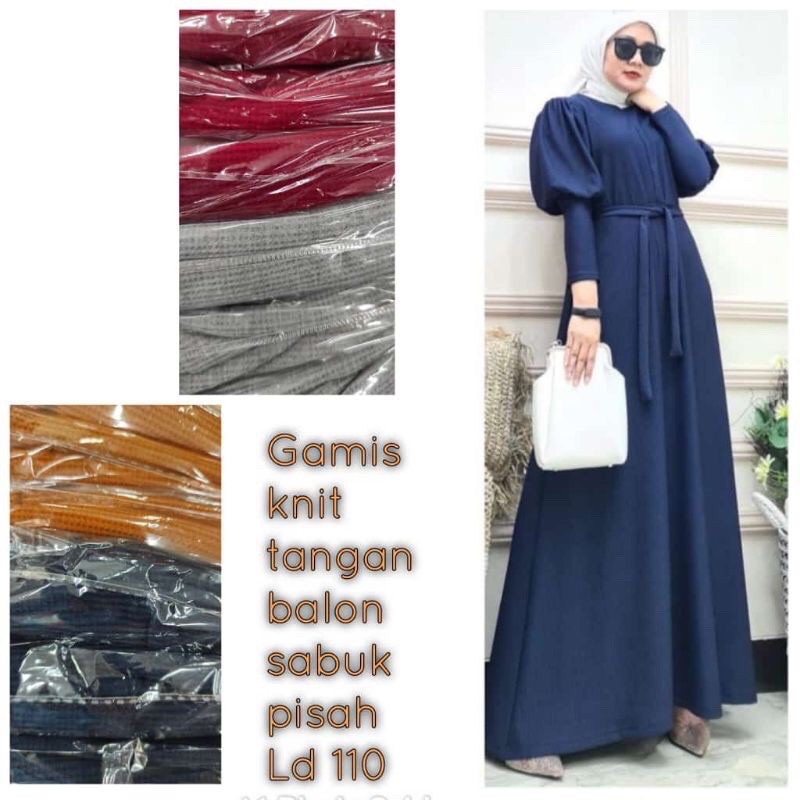 GAMIS KNIT PREMIUM BUSUI RAJUT IMPORT TANGAN BALON