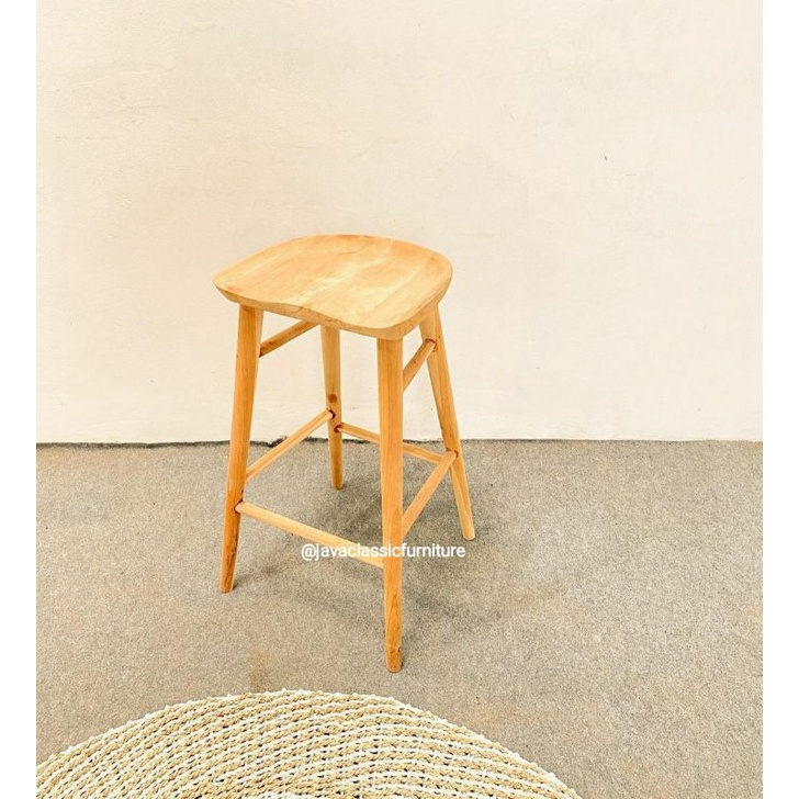 KURSI BAR CAFE RESTORAN KAYU JATI NATURAL GRADE A SUDAH FINISHING DINNING CHAIR MURAH BERKUALITAS FURNITURE MEBEL JEPARA-1
