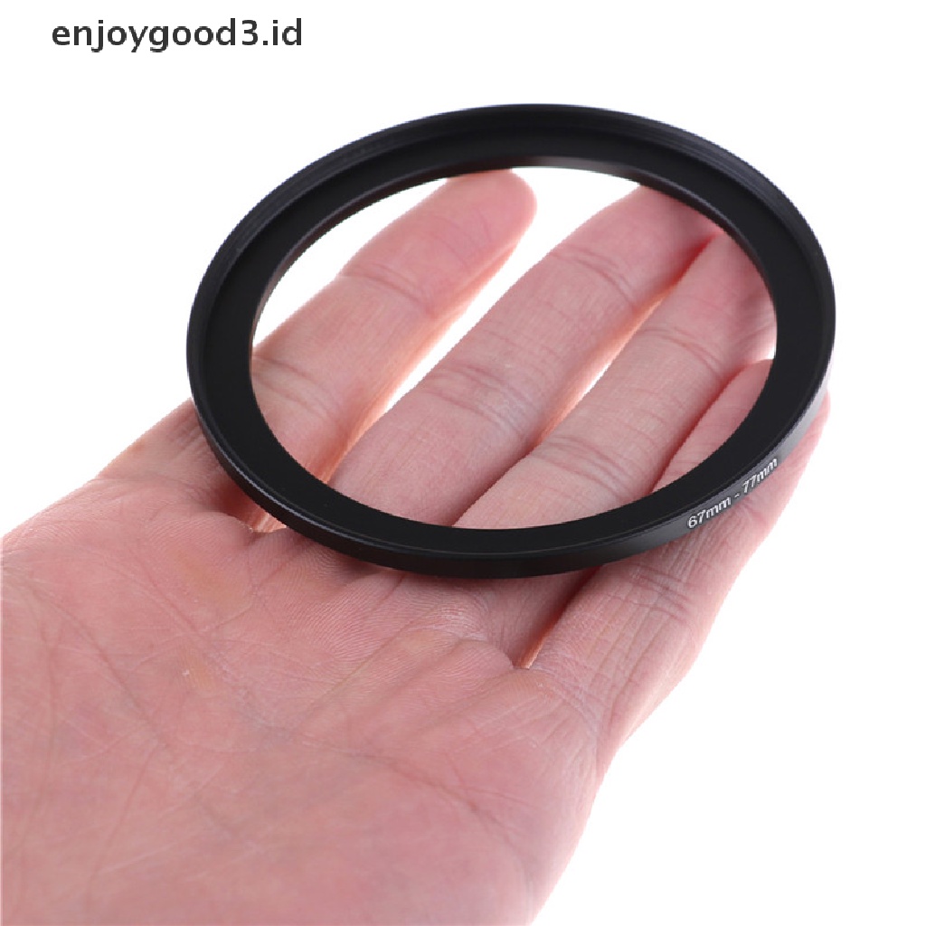 (Id) Ring Filter Lensa Step Up Bahan Metal Ukuran 67-77mm Warna Hitam