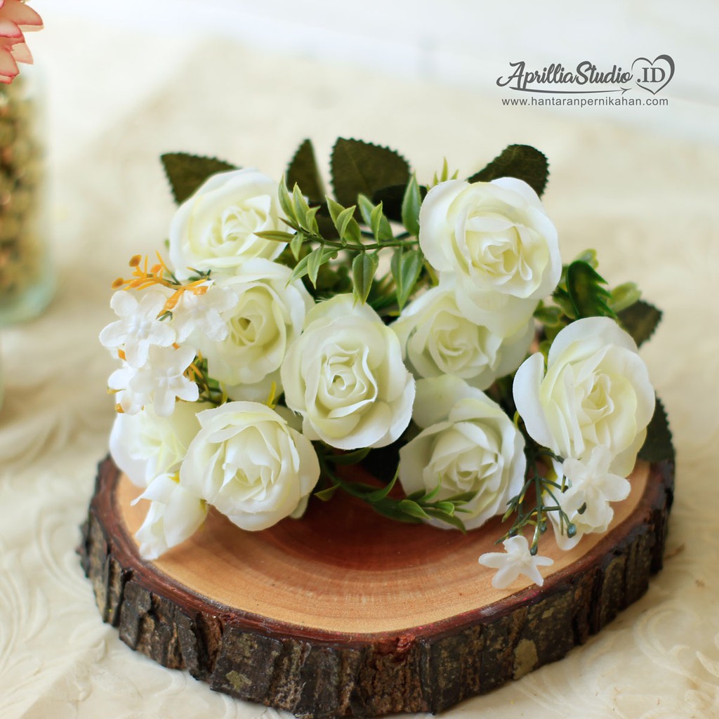 Craft Bunga Artificial Rose Itali - Putih