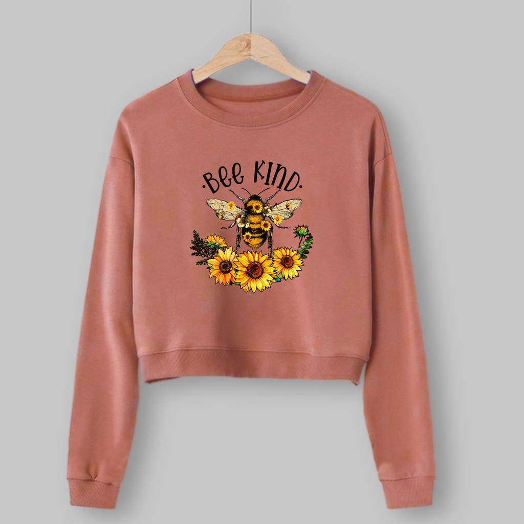 Sweater croope wanita BEE KIND baju crop cewek murah