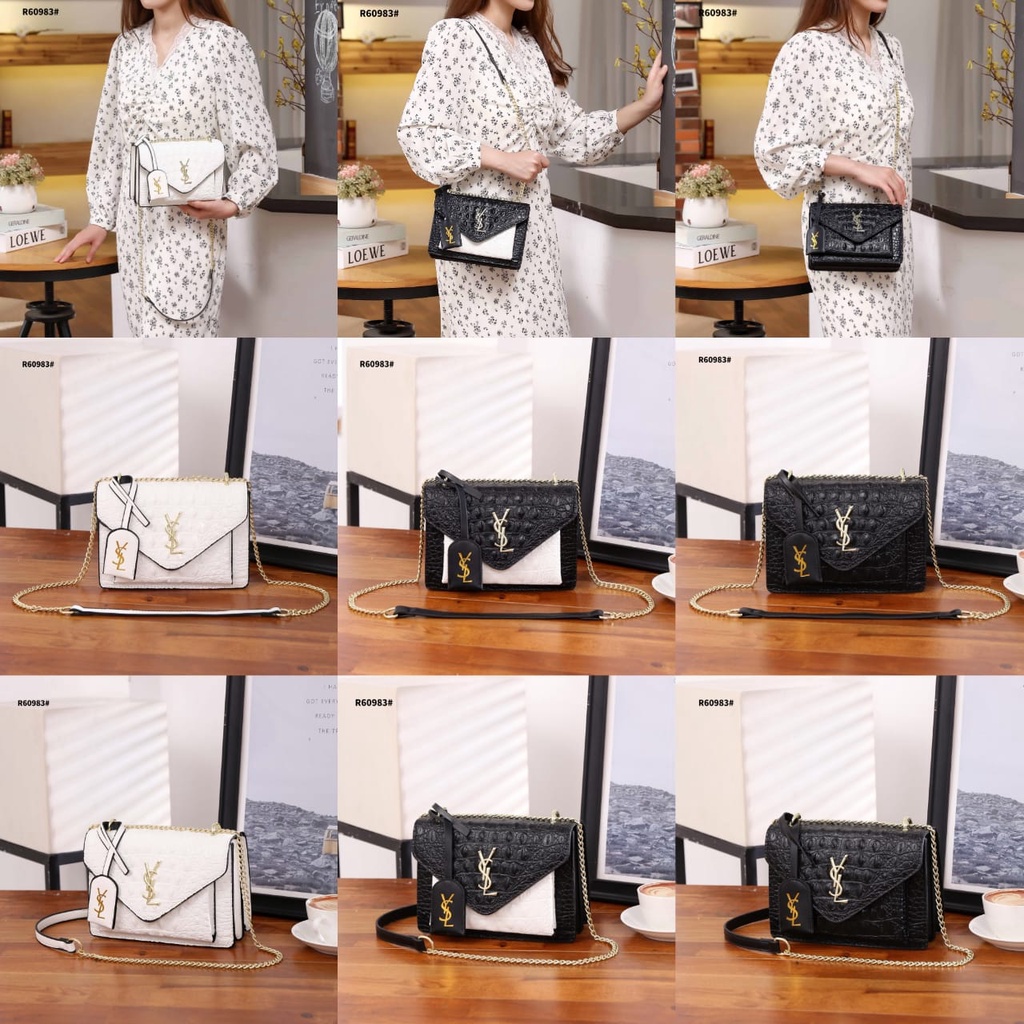 YS Envelope Crocodile Gold Hardware Bag R60983 Tas Wanita