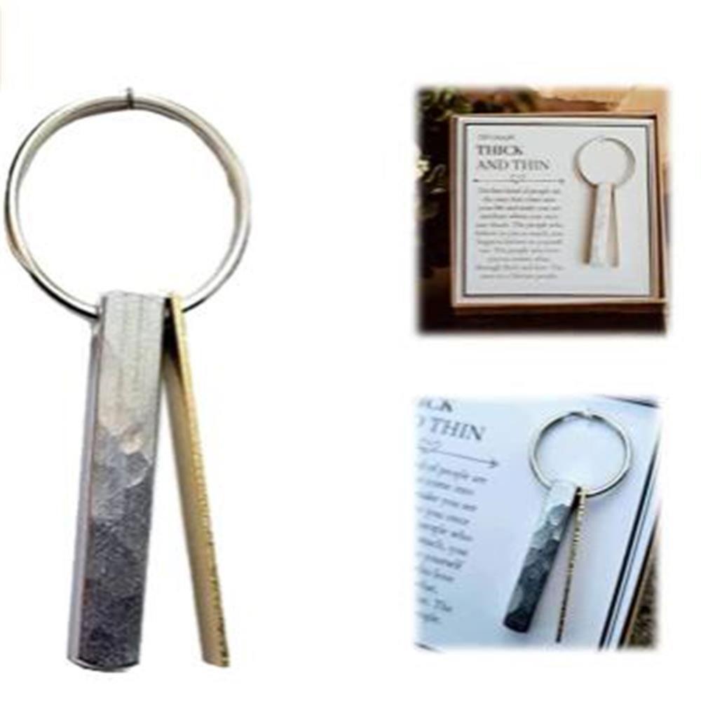 R-flower Through Tebal Dan Tipis Keychain Gantungan Kunci Warna Silver Untuk Sisters Friendship Keychain