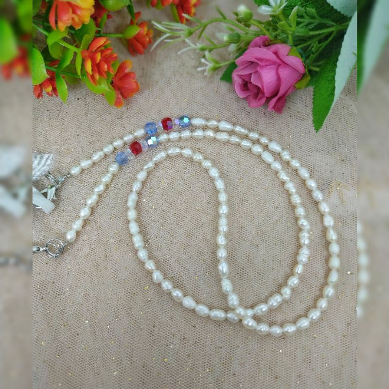 Strap masker mutiara dan swarovski