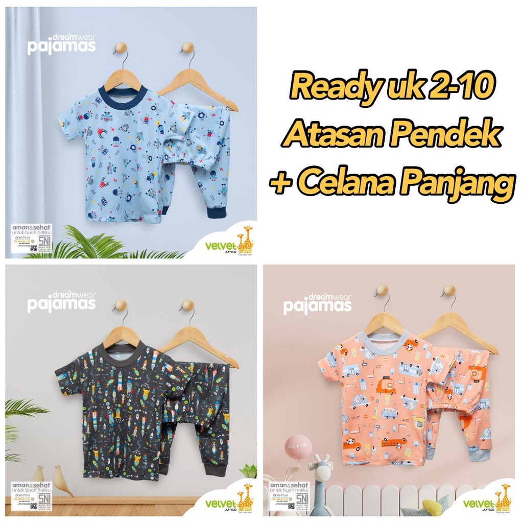 Big Size Velvet Junior 2 3 4 5 6 7 8 9 10 Atasan Pendek + Celana Panjang Future Dreams CBKS