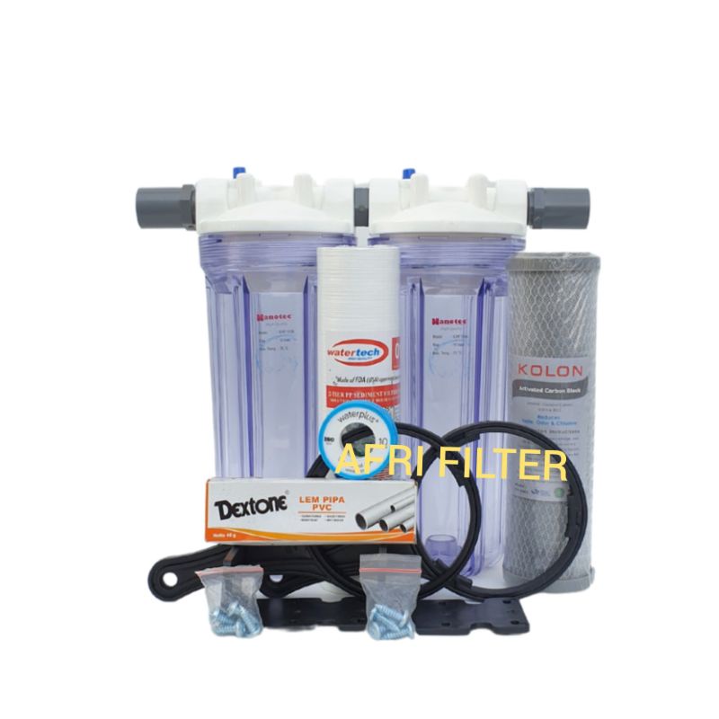 Paket EKO 2 Saringan / Filter Air Siap Pakai ( Clear 10&quot; drat 3/4&quot; SC)