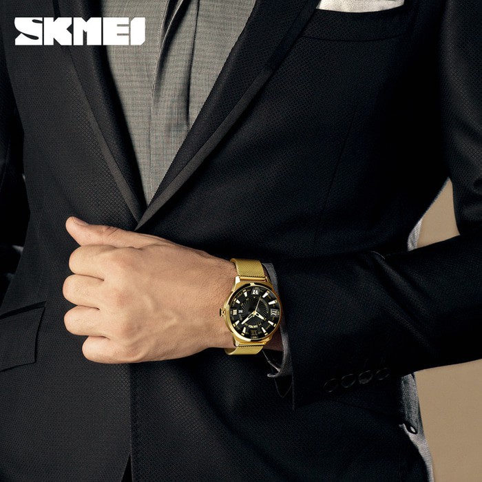 Jam Tangan Pria Mewah SKMEI 9166 Original Water Resist Casio - GOLD