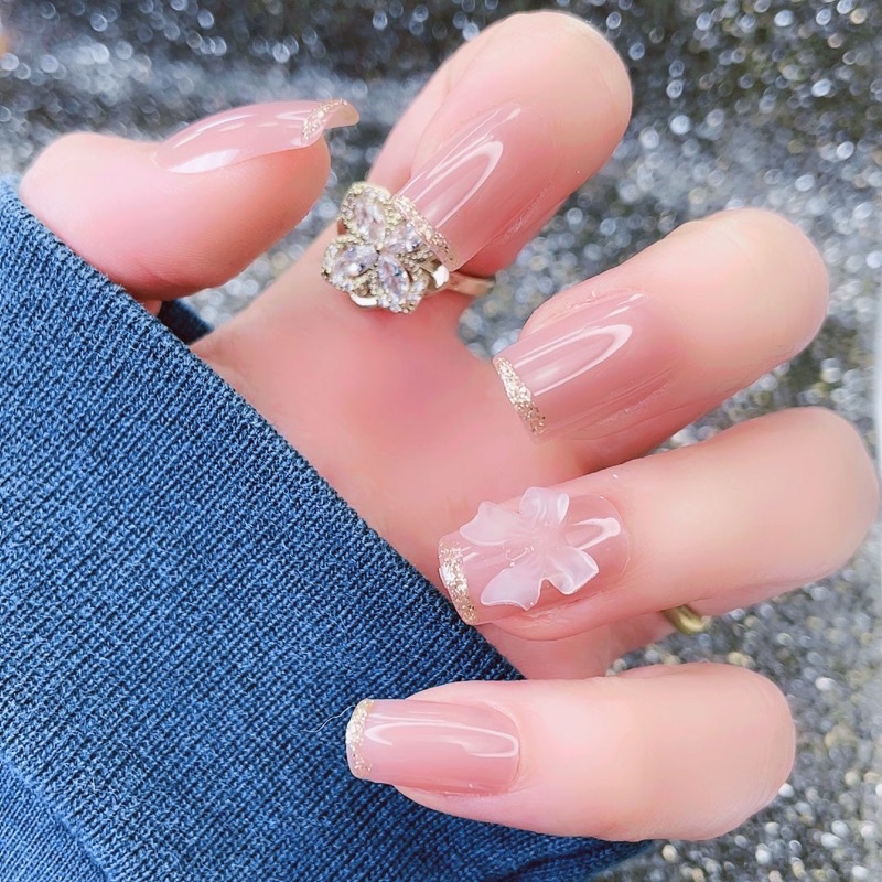 Kuku Palsu 【B47，lem cair】Nikah kuku Wedding False Nailart Pengantin Tangan