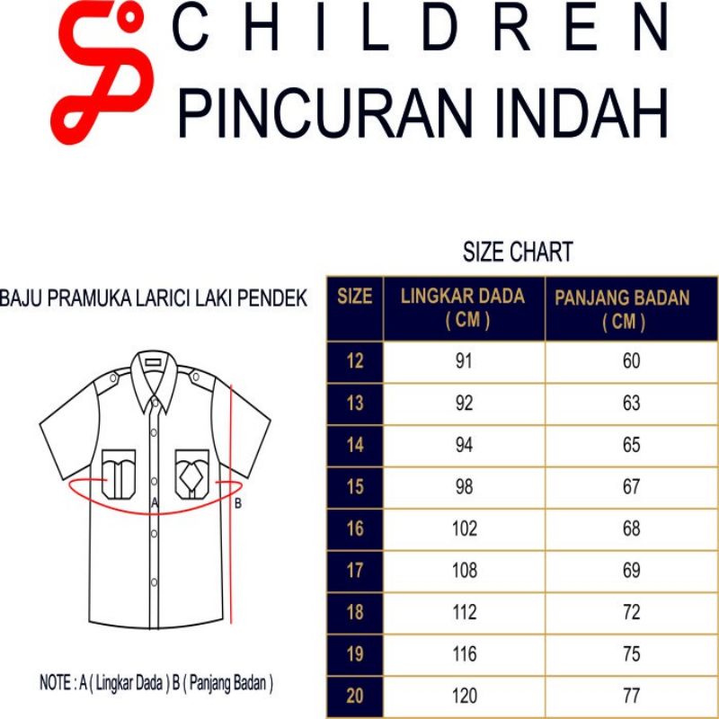 Baju Pramuka Laki-laki Bahan Larici (licin) Warna Coklat Tua Merek Children Pincuran Indah