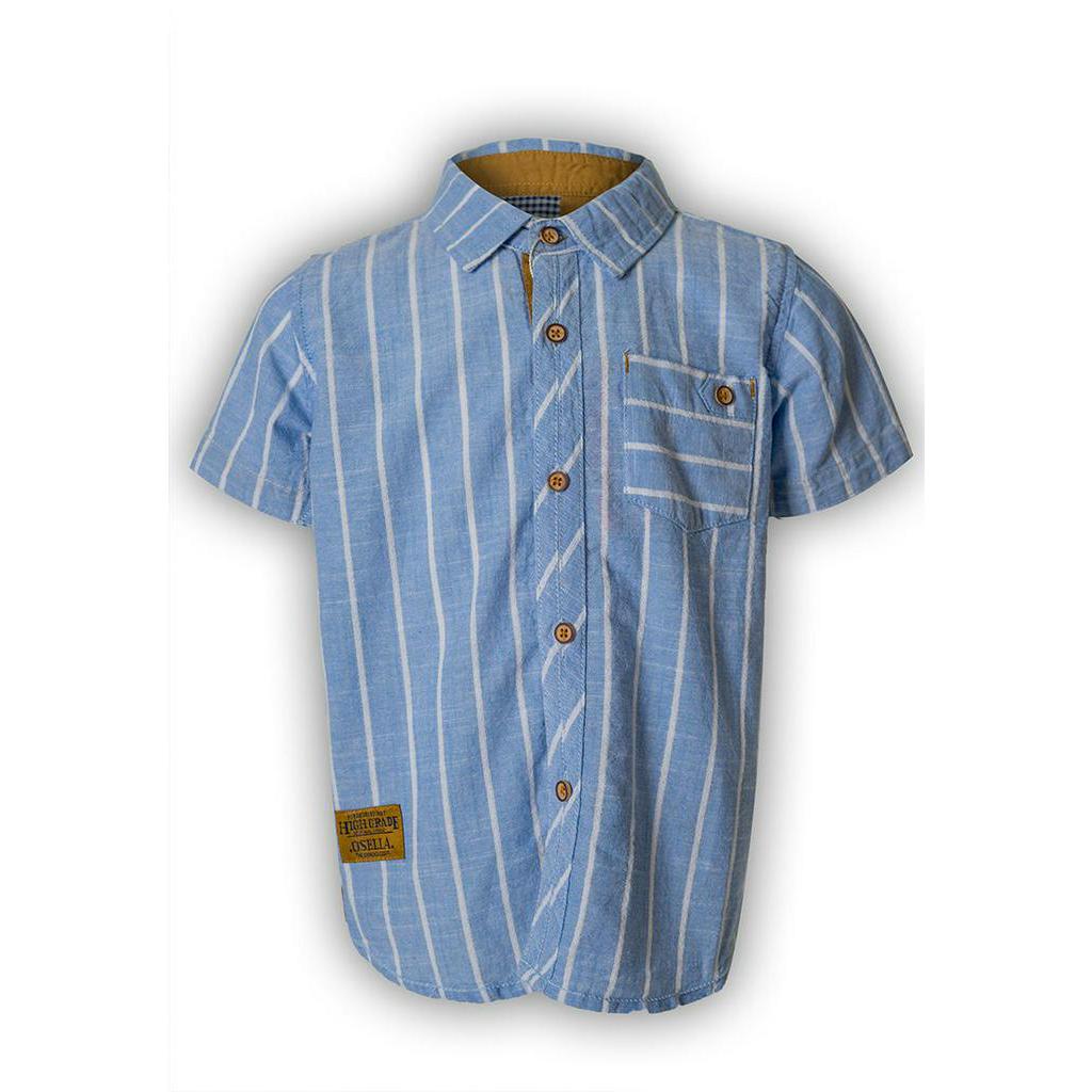 Osella Baju Anak Laki Laki Kemeja Lengan Pendek Stripe Blue Batita