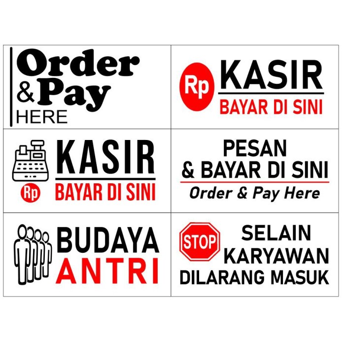 

Label Akrilik Kasir antri Pesan dan Bayar disini 10 X 20cm - Order & Pay