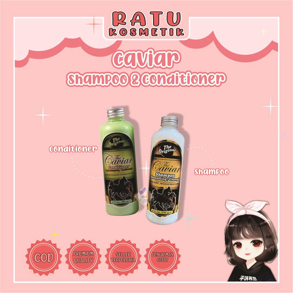 ❤ RATU ❤ The Caviar Shampoo Kuda Conditioner 250ml | Sampo Dan Kondisioner | Shampo Perawatan Pemanjang Rambut  (✔️BPOM)