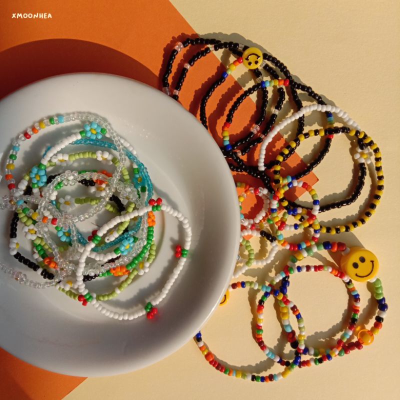 [1] (MIN 10RB) beads bracelet gelang manik korea idol kpop custom | gelang lucu aesthetic daisy smil