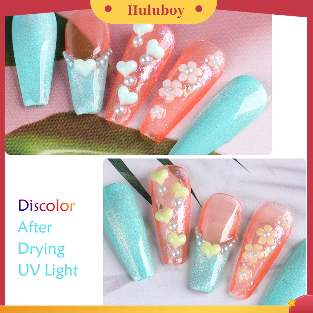 Huluboy Huluboy♡ 40pcs / Box Ornamen Hati 3D Mini Warna Putih Pink Untuk Dekorasi Nail Art Charms