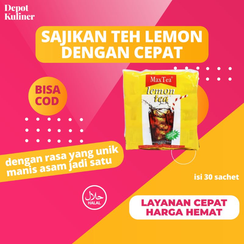 Max Tea Lemon Tea Isi 30 Sachet Maxtea Teh Instan Rasa Lemon 25GR