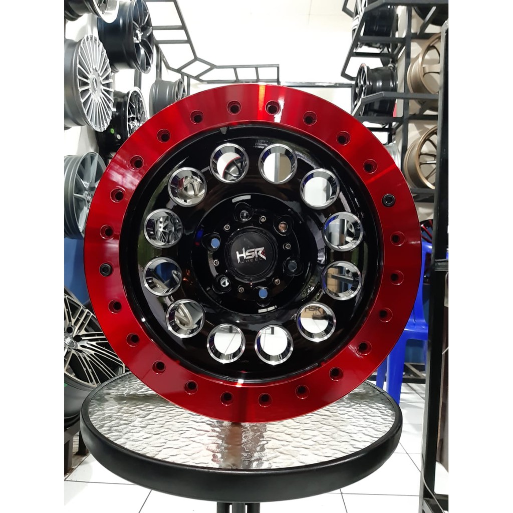 Velg BEADLOCK R16 Merah Lubang 6 Buat Strada Triton Fortuner Terrano ( 4 velg dan Pentil )