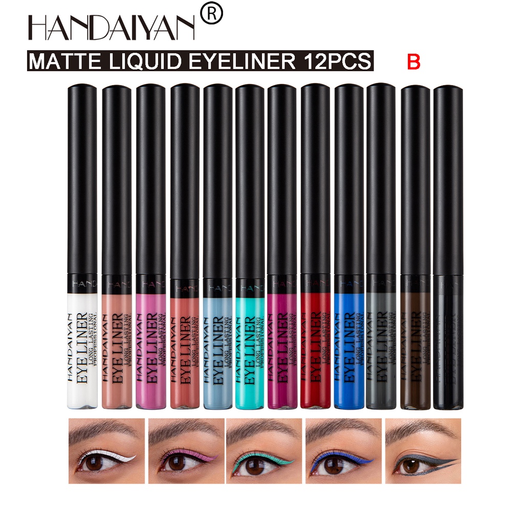 【Baru】HANDAIYAN 12Colors UV Neon Eyeliner Long Lasting Waterproof Liquid Eyeliner Eyeliner Pen