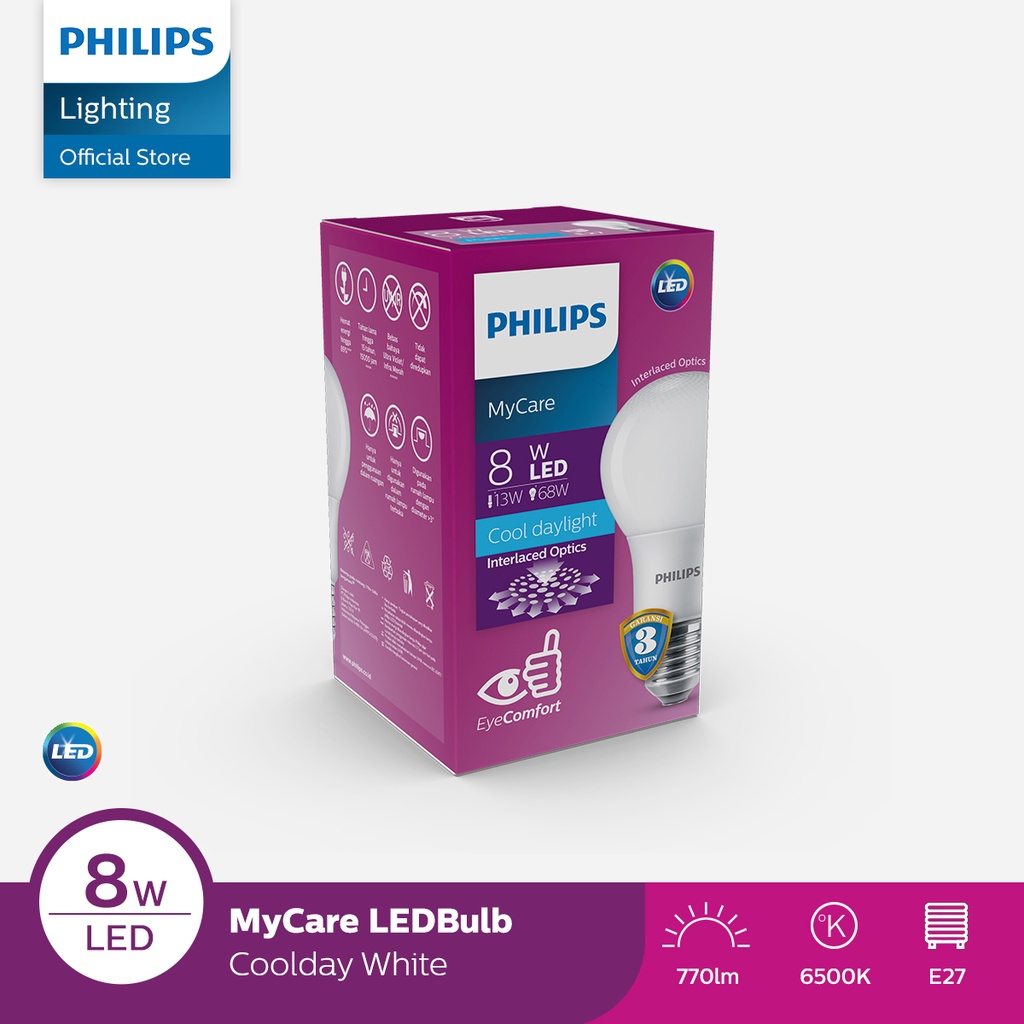 Philips MyCare LEDBulb 8W E27 6500K 230V Putih