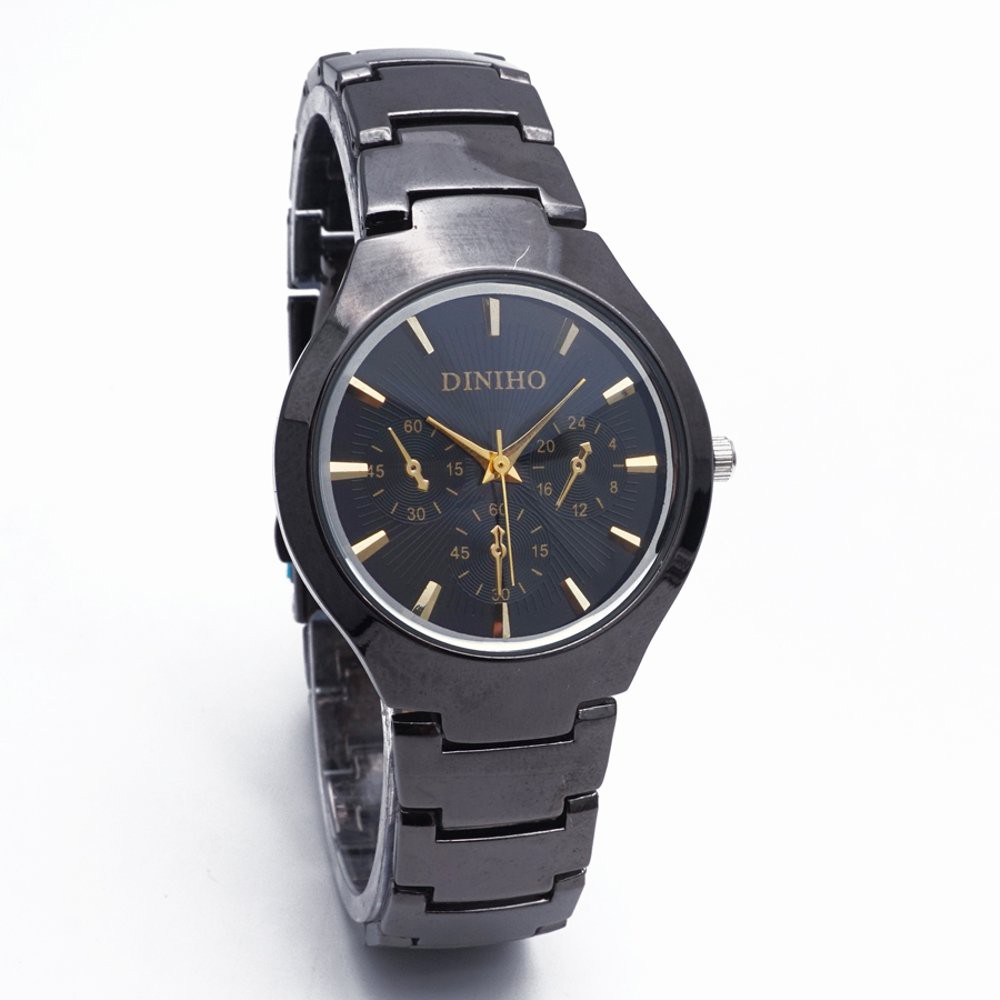 Jam Tangan Pria Rantai Diniho 2011G Black hargajam cowok keren diameter kecil