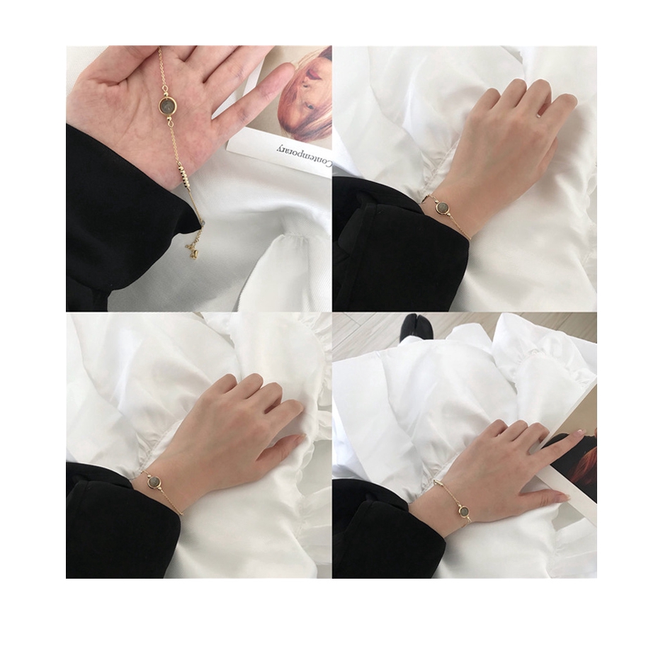 Gelang Rantai Aksen Manik-Manik Kristal Warna Emas Untuk Wanita