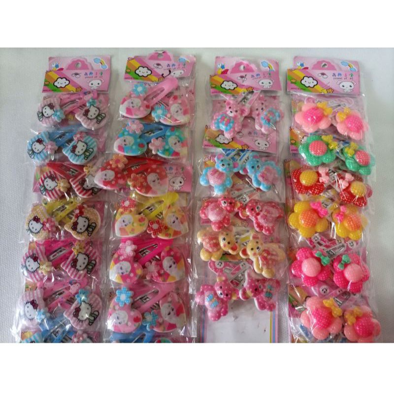 jepit rambut set motif warna warni