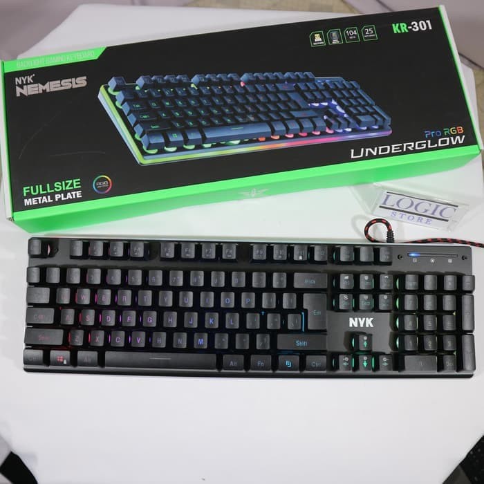 NYK KR-301 Underglow RGB Full Size Metal Plate Gaming Keyboard