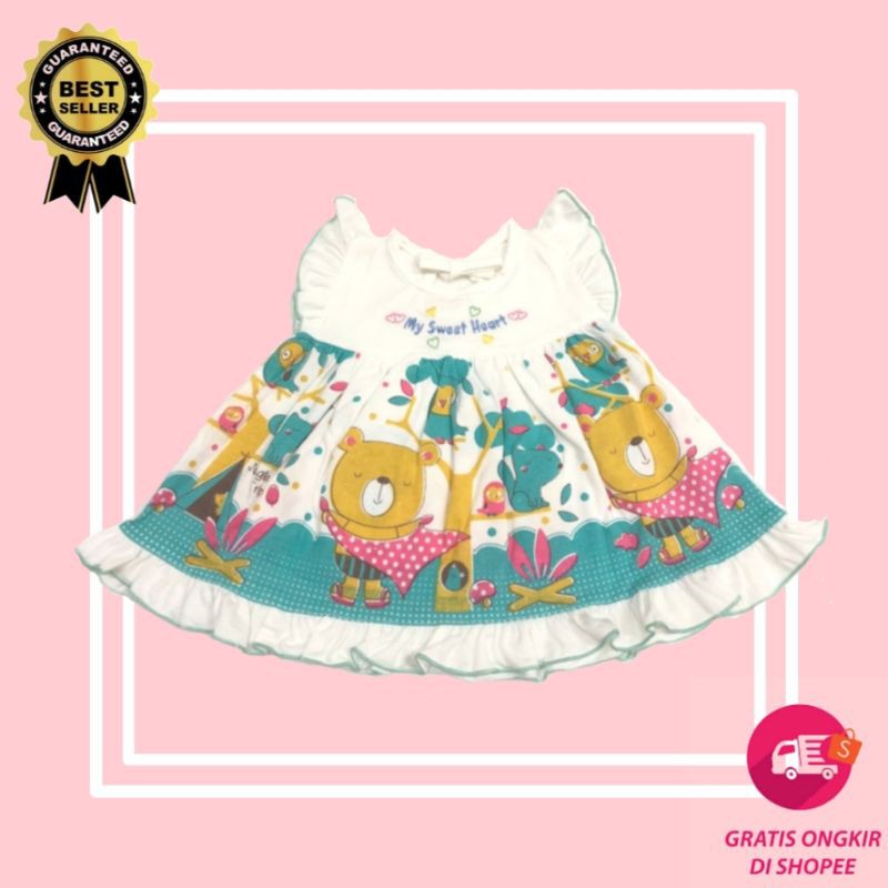 Baju Bayi Perempuan Katun Piyo Dress 0-6 bulan