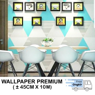 Wallpaper Stiker  Dinding  Motif Segitiga  Hitam Size 45cm x 