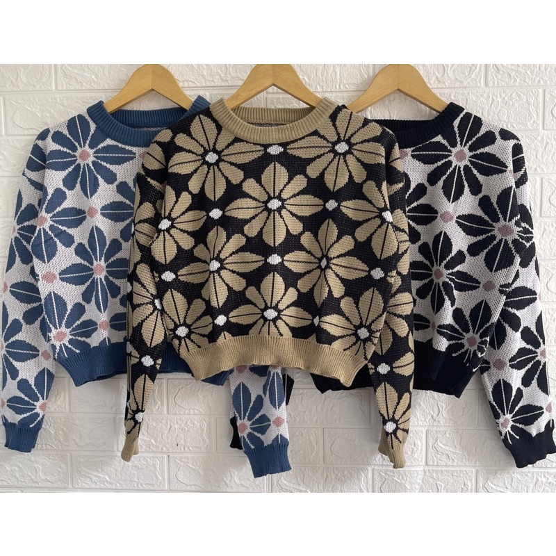 Sweater Rajut Bunga Wanita - Premium Cardigan - Cardigan Urban Flower Miya